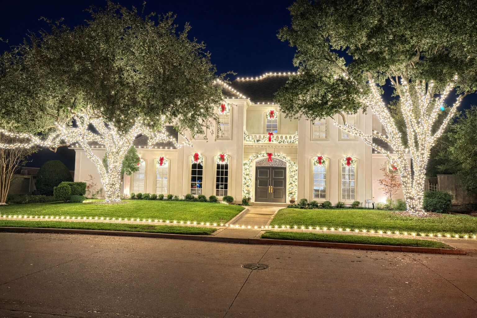 Security and pathway lighting along driveway and landscaping