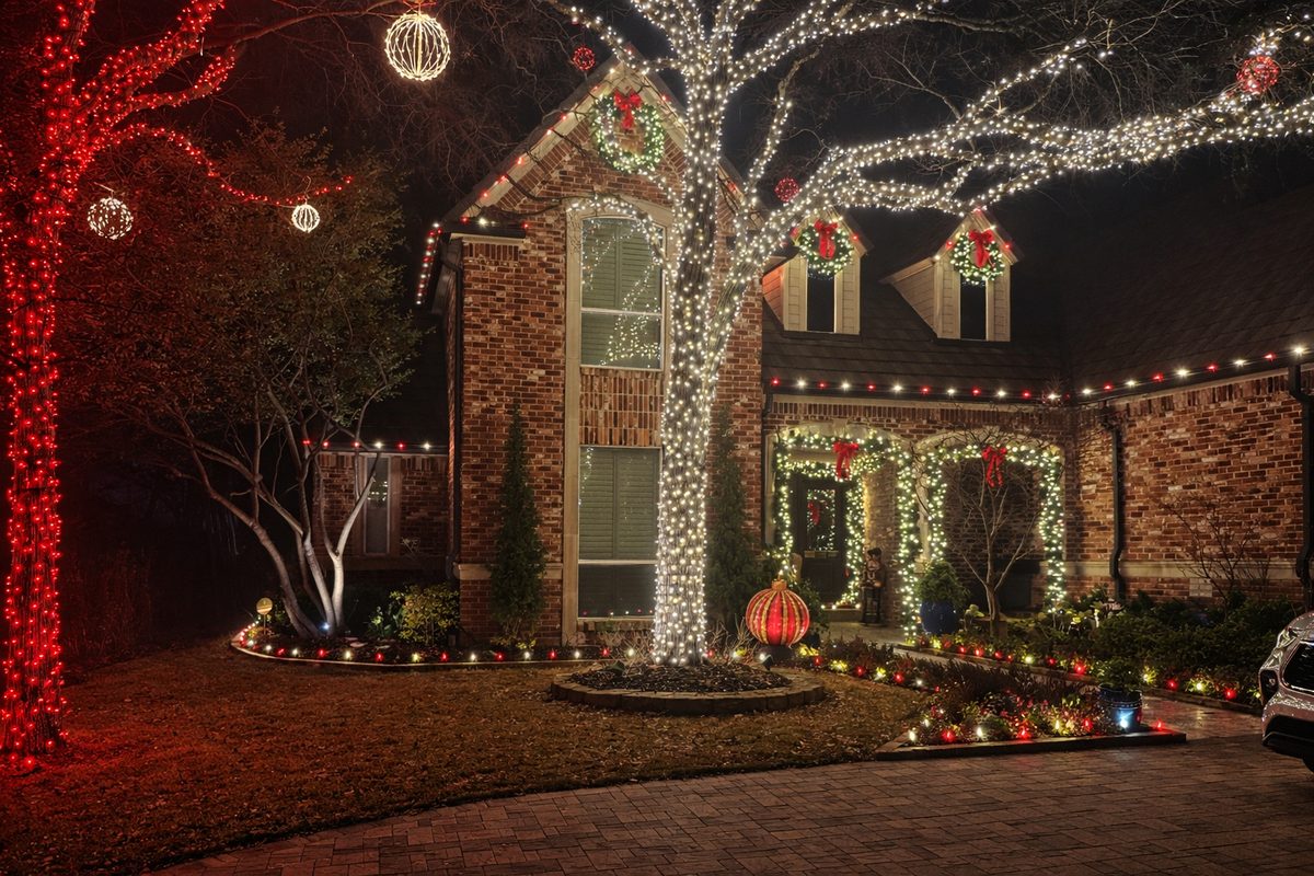 Elegant holiday outdoor lighting for a premium residence